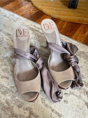 DVF Taupe Suede Eva Sandals